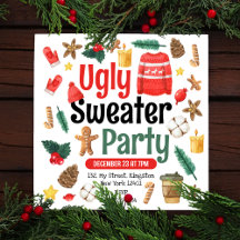 Festliches Ugly Sweater Party Wasserfarbe