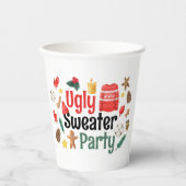 Festliches Ugly Sweater Party Wasserfarbe Pappbecher (Vorderseite)