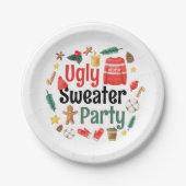Festliches Ugly Sweater Party Wasserfarbe Pappteller (Vorderseite)