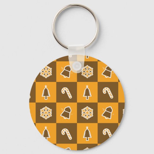 Festliches Urlaubsrastermuster Schlüsselanhänger (Rückseite)