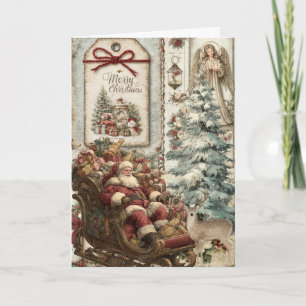 Festliches Vintage-inspiriertes florales Weihnacht Feiertagskarte