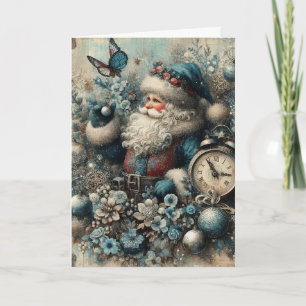 Festliches Vintage-inspiriertes florales Weihnacht Feiertagskarte