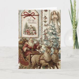 Festliches Vintage-inspiriertes florales Weihnacht Feiertagskarte