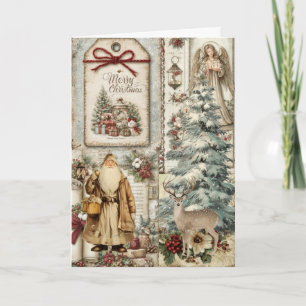 Festliches Vintage-inspiriertes florales Weihnacht Feiertagskarte