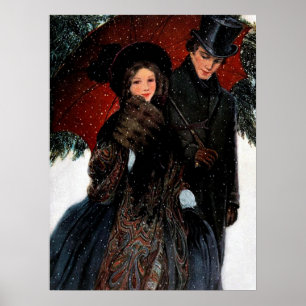 festliches vintage Weihnachten Paar Urlaub Poster