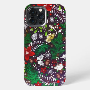 Festliches vintage Weihnachts-Botanik-Wald iPhone 13 Pro Max Hülle