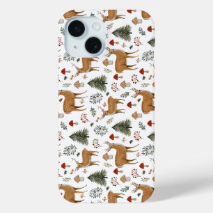 Festliches Vintage-Weihnachtshirsch-Waldmuster Case-Mate iPhone Hülle