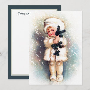 Festliches vintage Weihnachtsmädchen mit Gefühl Mitteilungskarte