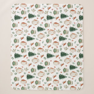 Festliches Vintage-Weihnachtsvogel-Waldmuster Sherpadecke