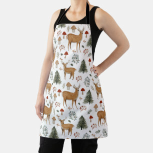 Festliches Vintage-Weihnachtswaldmuster mit Hirsch Schürze