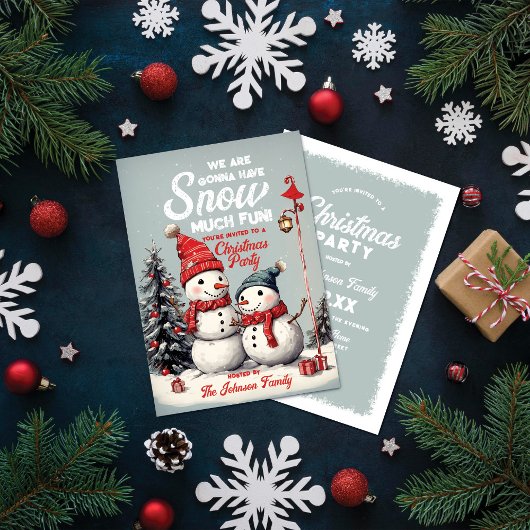 Festliches Vintages Snowman Weihnachts-Party Einladung