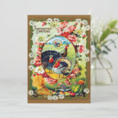 Festliches Vintages traditionelles Erntedank Einladung (Stehend Vorderseite)