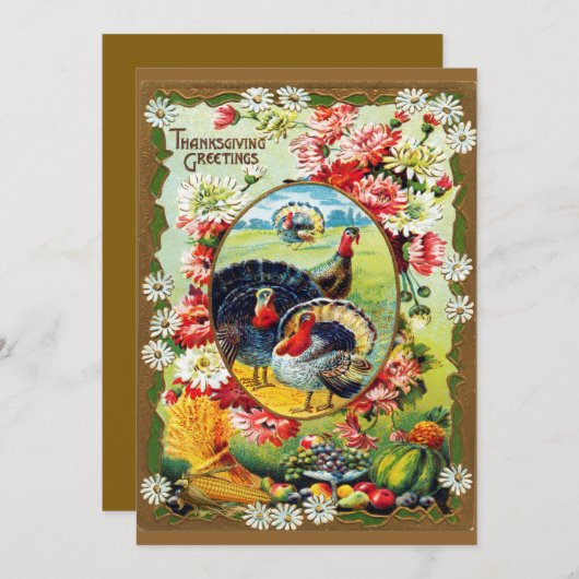 Festliches Vintages traditionelles Erntedank Einladung (Vorne/Hinten)