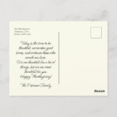 Festliches Vintages traditionelles Erntedank Postkarte (Rückseite)