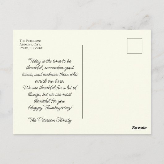 Festliches Vintages traditionelles Erntedank Postkarte (Rückseite)