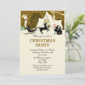 Festliches Vintages Viktorianisches Weihnachtsfest Einladung (Stehend Vorderseite)