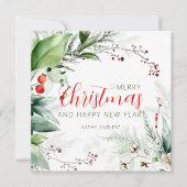Festliches Wasserfarben-Grün Frohe Weihnachten (Vorderseite)