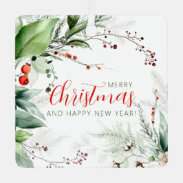 Festliches Wasserfarben-Grün Frohe Weihnachten Ornament Aus Metall