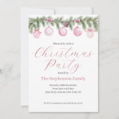 Festliches Wasserfarben Pink Bauble Weihnachtsfest Einladung (Vorderseite)