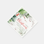 Festliches Watercolor-Grün Frohe Weihnachten Serviette (Ecke)