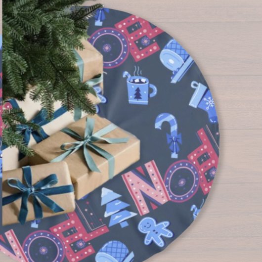 Festliches Weihnachten Briefe Blauer Weihnachten Polyester Weihnachtsbaumdecke