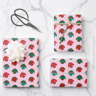 Festliches Weihnachten-Hässlicher-Schwester-Muster Geschenkpapier Set
