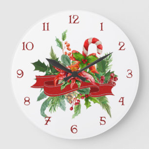 Festliches Weihnachten mit Blumen, Band u. Große Wanduhr