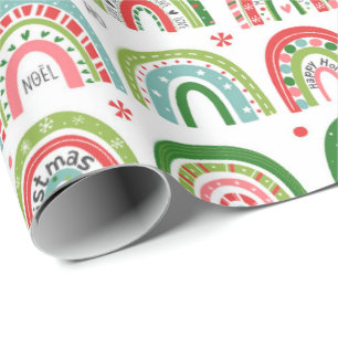 Festliches Weihnachten Modernes Regenbogenmuster Geschenkpapier