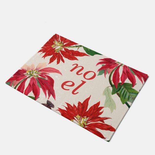 Festliches Weihnachten Wasserfarbe Poinsettia Blum Fußmatte (Schrägansicht)