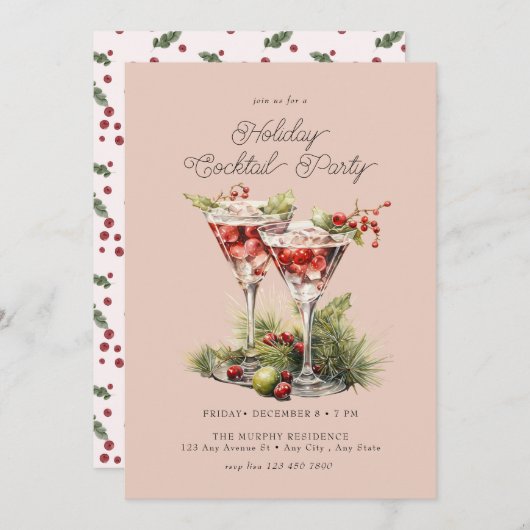 Festliches Weihnachts-Cocktail-Party Einladung (Vorne/Hinten)