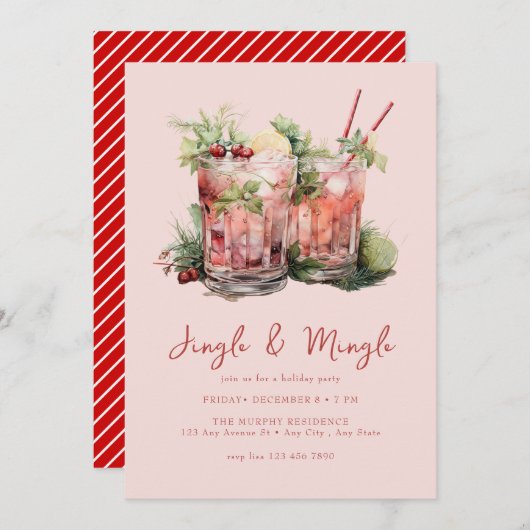 Festliches Weihnachts-Cocktail-Party Einladung (Vorne/Hinten)