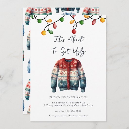 Festliches Weihnachts-Cocktail-Party Einladung (Vorne/Hinten)