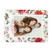 Festliches Weihnachts-Winter-Blumenmuster-Foto Magnet (Horizontal)