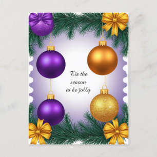 Festliches Weihnachtsborder mit goldenen Ornamente Feiertagspostkarte