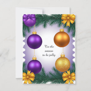 Festliches Weihnachtsborder mit goldenen Ornamente Postkarte