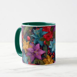 Festliches Weihnachtsbotanikmuster Tasse