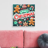 Festliches Weihnachtsdesign mit Gingerbread Men Leinwanddruck (Insitu (Wohnzimmer))
