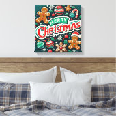 Festliches Weihnachtsdesign mit Gingerbread Men Leinwanddruck (Insitu (Schlafzimmer))