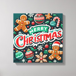 Festliches Weihnachtsdesign mit Gingerbread Men Leinwanddruck
