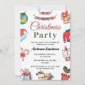 Festliches Weihnachtsfest im Wasserfarben - Party Einladung (Vorderseite)