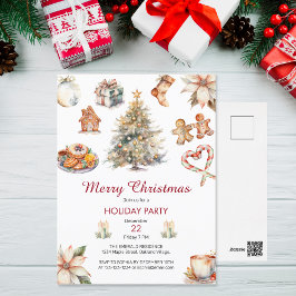 Festliches Weihnachtsfest im Wasserfarben - Party Einladungspostkarte