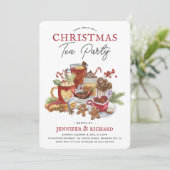 Festliches Weihnachtsfest Tea Party Einladung (Stehend Vorderseite)