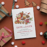 Festliches Weihnachtsfest Tee Party Save the Date Feiertagspostkarte<br><div class="desc">Machen Sie sich bereit,  mit unseren stilvollen Save the Date Weihnachtskarten ein bisschen Feiertagsstimmung zu verbreiten. Unser warmes und gemütliches Aquarelldesign besticht durch eine einladende Nachmittagstezene mit heißen Kakao,  Lebkuchenmännern und anderen festlichen süßen Leckereien. Und es ist vollständig anpassbar,  um es wirklich zu einem eigenen zu machen.</div>