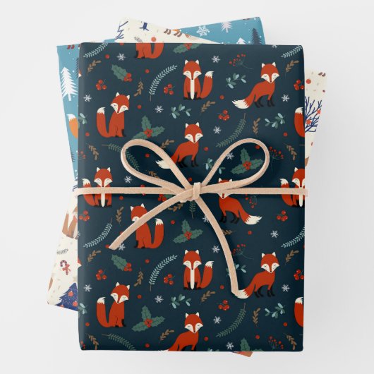 Festliches Weihnachtsfockmuster Geschenkpapier Set (Beispiel)