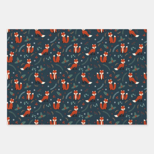 Festliches Weihnachtsfockmuster Geschenkpapier Set (Vorderseite)