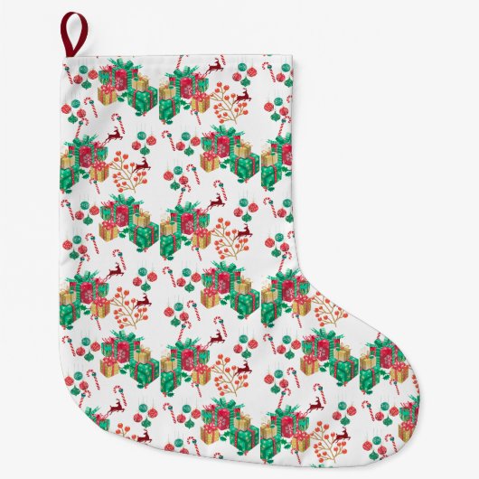 Festliches Weihnachtsgeschenkpapier Großer Weihnachtsstrumpf (Vorderseite)