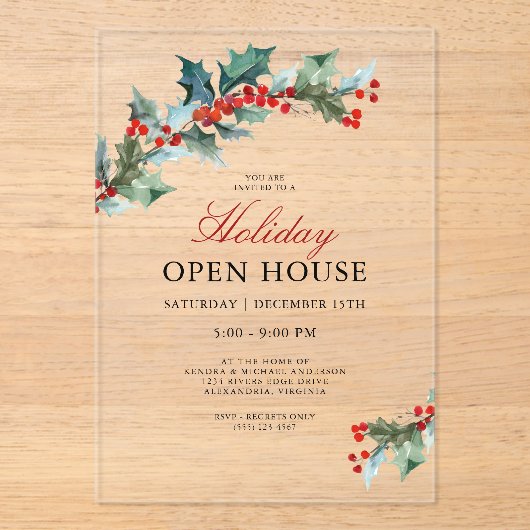 Festliches Weihnachtshaus Acryleinladungen (Vorderseite)