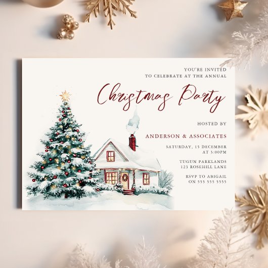 Festliches Weihnachtshaus & Tree Xmas Party Einladung