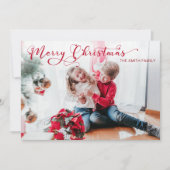 Festliches Weihnachtskalligrafie-Foto Feiertagskarte (Vorderseite)