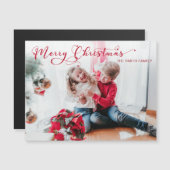 Festliches Weihnachtskalligrafie-Foto Magnetkarte (Vorne/Hinten)